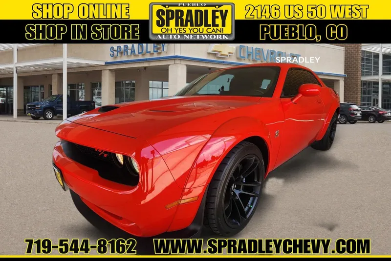 2021 Dodge Challenger R/T Scat Pack Widebody in Red — front three-quarter view