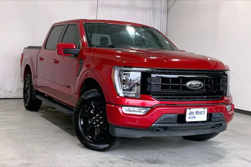 2023 Ford F-150 in Red Metallic — front three-quarter view