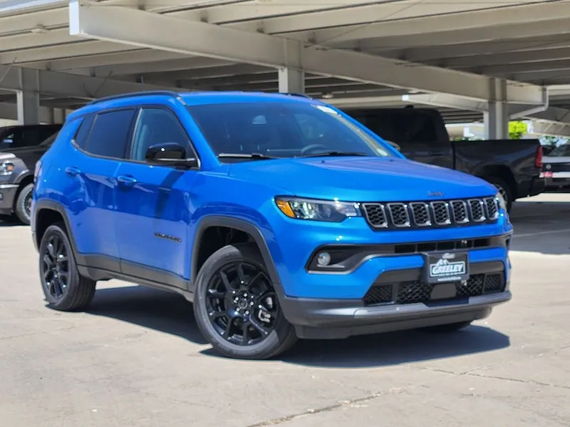 2026 Jeep Compass COMPASS LATITUDE ALTITUDE 4X4 in Hydro Blue Pearl-Coat Exterior Paint — front three-quarter view