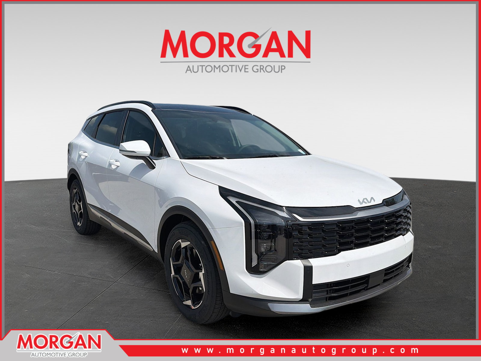 2026 Kia Sportage EX in Glacial White Pearl — front three-quarter view