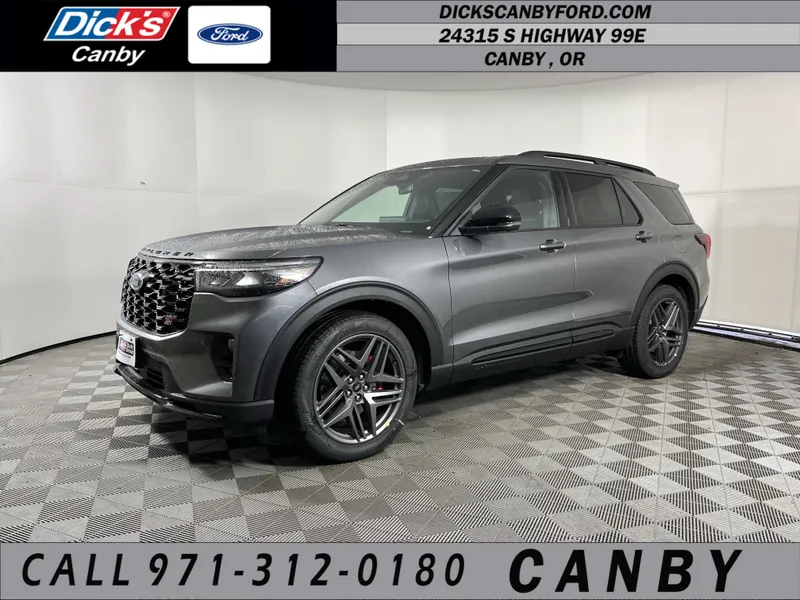 2026 Ford Explorer ST in Carbonized Gray Metallic — front three-quarter view