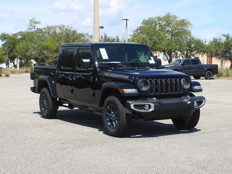 2026 Jeep Gladiator 85th Anniversary Edition in Black Clear-Coat Exterior Paint — front three-quarter view