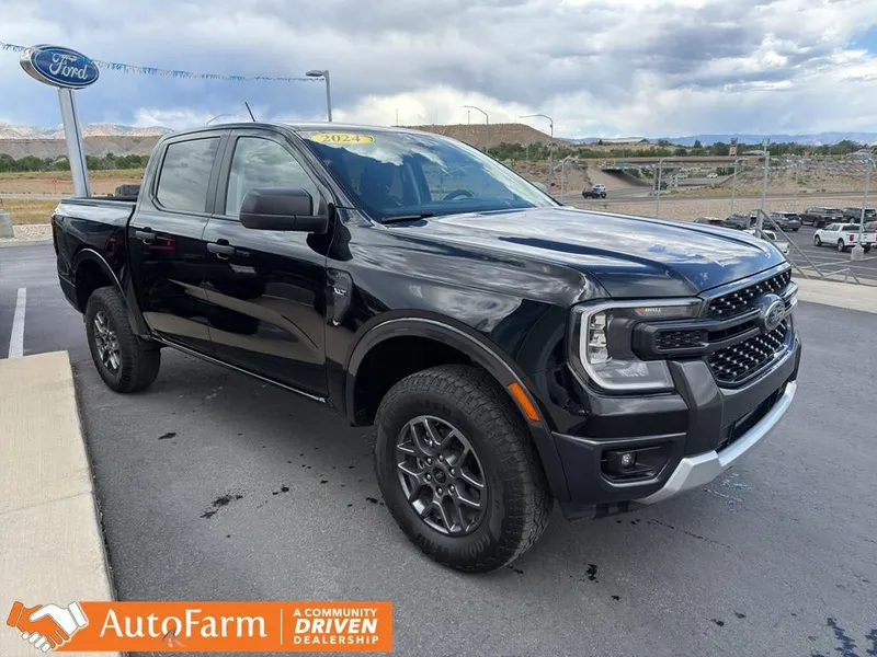 2024 Ford Ranger XLT in Shadow Black — front three-quarter view