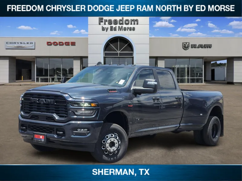2026 RAM Ram 3500 RAM 3500 LONE STAR CREW CAB 4X4 8' BOX in Forged Blue Metallic Exterior Paint — front three-quarter view