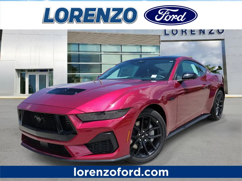 2026 Ford Mustang GT Premium in Molten Magenta Metallic Tinted Clearcoat — front three-quarter view