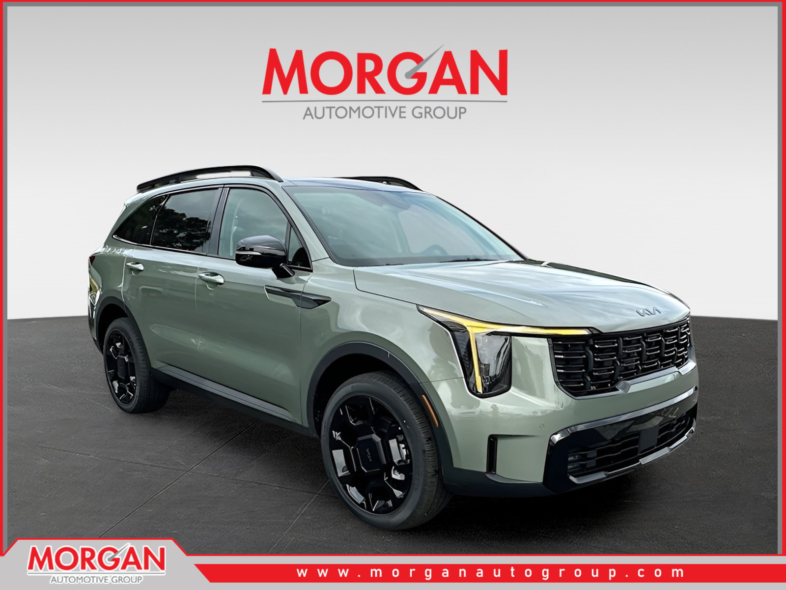 2026 Kia Sorento X-Line EX in Green — front three-quarter view