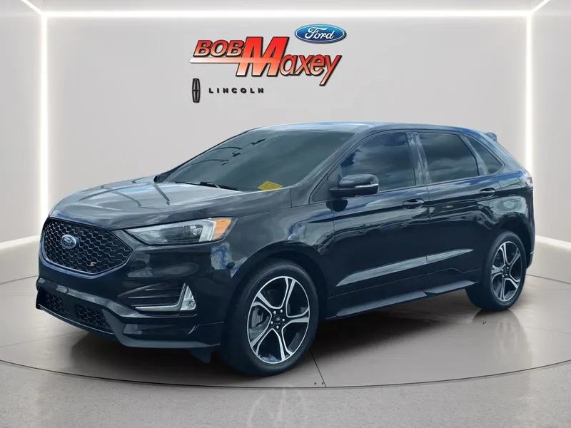 2023 Ford Edge ST in Agate Black Metallic — front three-quarter view