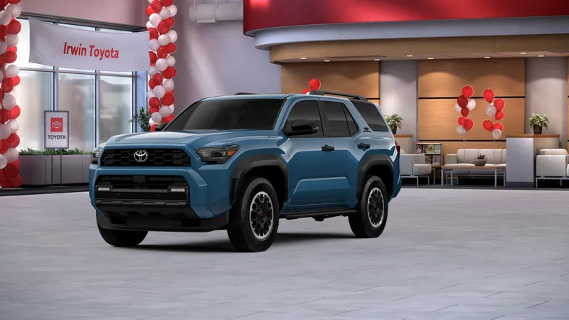 2026 Toyota 4Runner TRD Off-Road Premium in Heritage Blue — front three-quarter view