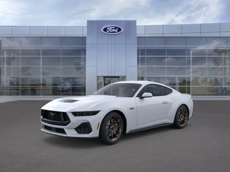 2026 Ford Mustang in Oxford White — front three-quarter view