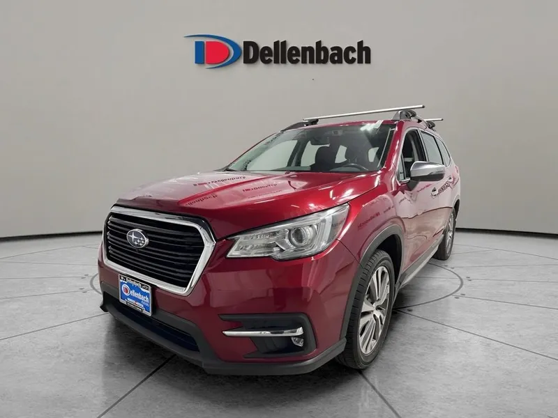 2022 Subaru Ascent Touring in Crimson Red Pearl — front three-quarter view