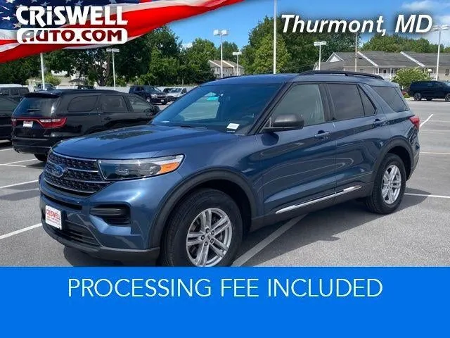 2020 Ford Explorer XLT in Blue Metallic — front three-quarter view