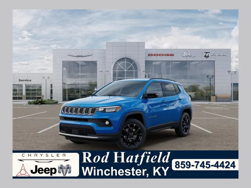 2026 Jeep Compass COMPASS LATITUDE ALTITUDE 4X4 in Hydro Blue Pearl-Coat Exterior Paint — front three-quarter view