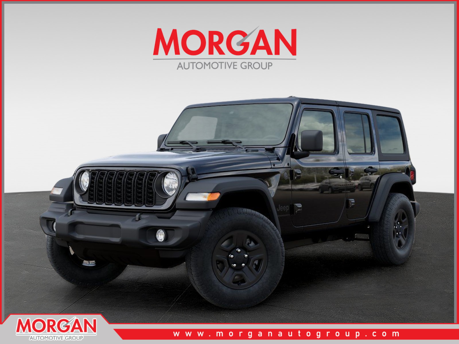 2026 Jeep Wrangler Sport in Black — front three-quarter view