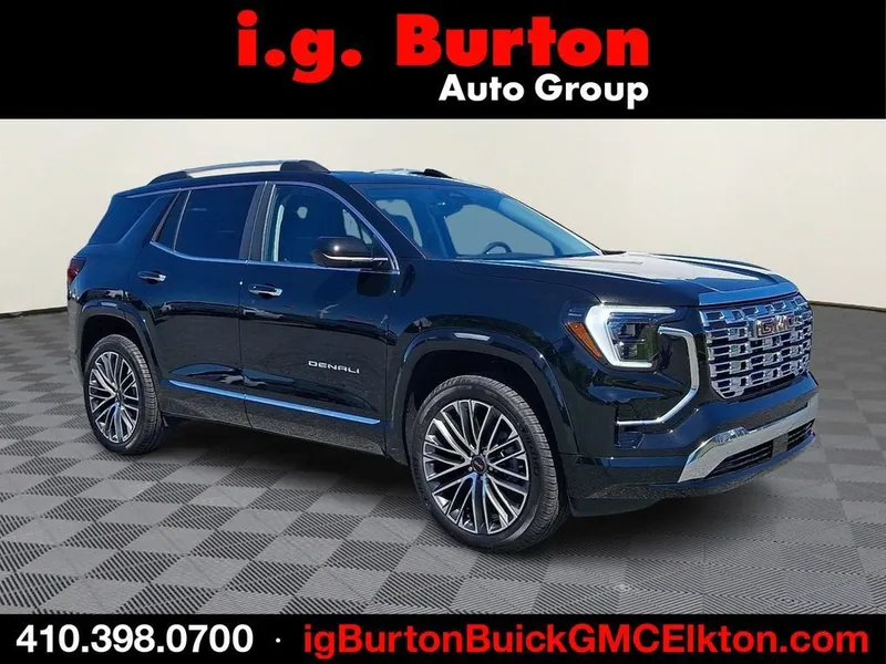 2026 GMC Terrain Denali in Ebony Twilight Metallic — front three-quarter view