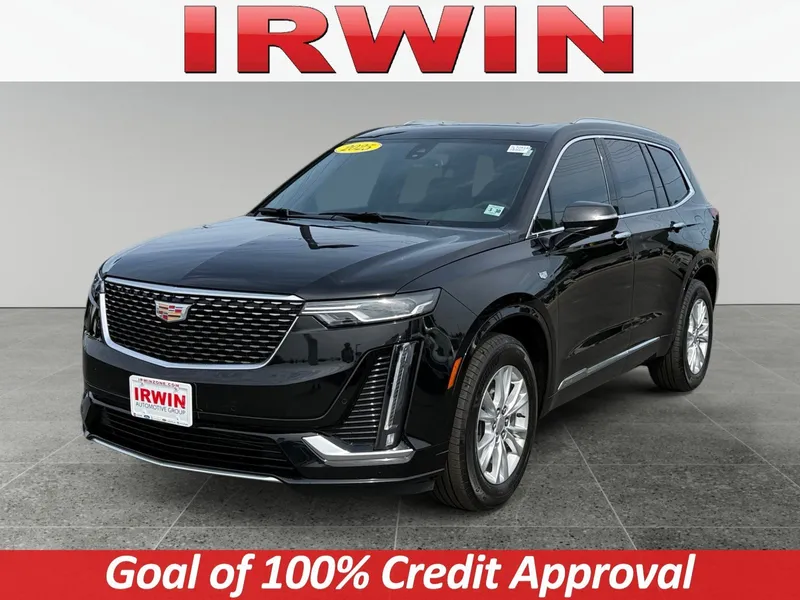 2025 Cadillac XT6 FWD Luxury in Stellar Black Metallic — front three-quarter view
