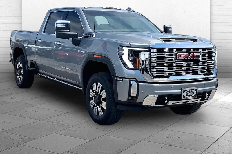 2025 GMC Sierra 2500 HD Denali in Sterling Metallic — front three-quarter view