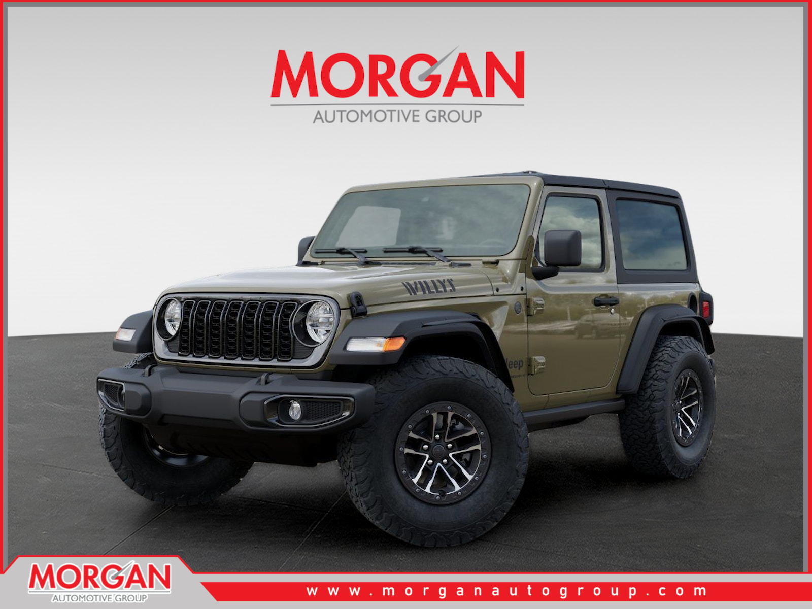 2026 Jeep Wrangler Willys in Green — front three-quarter view