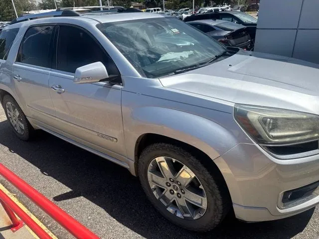 2014 GMC Acadia Denali in Quicksilver Metallic — front three-quarter view