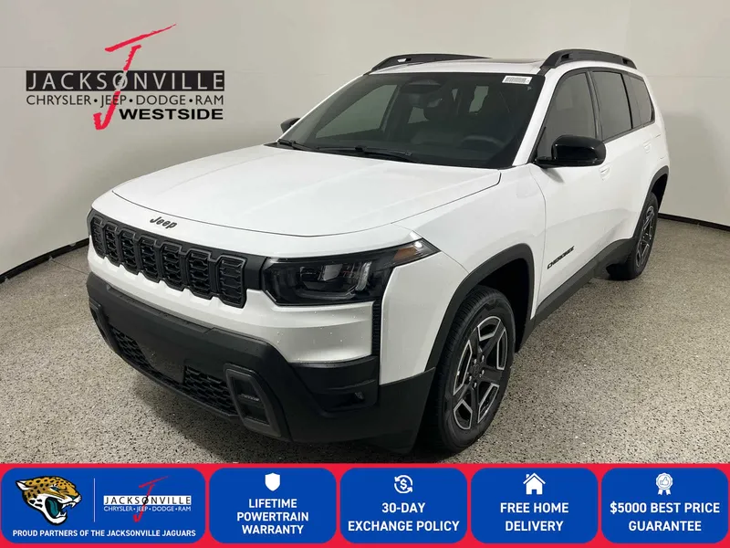 2026 Jeep Cherokee Limited in Bright White Clear-Coat Exterior Paint — front three-quarter view