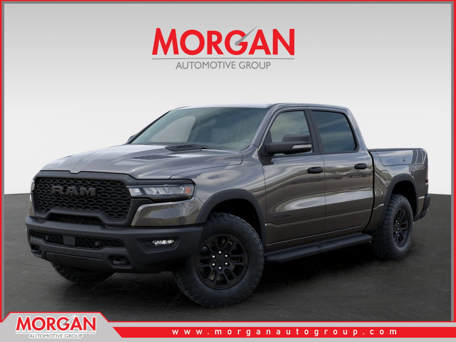 2026 Ram 1500 Rebel in Gray — front three-quarter view