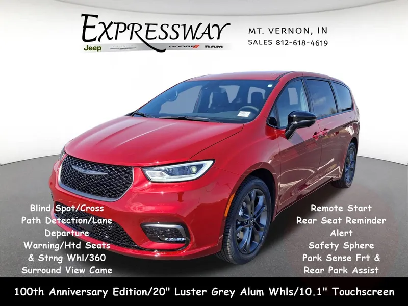 2026 Chrysler Pacifica Select in Red Hot Pearl-Coat Exterior Paint — front three-quarter view
