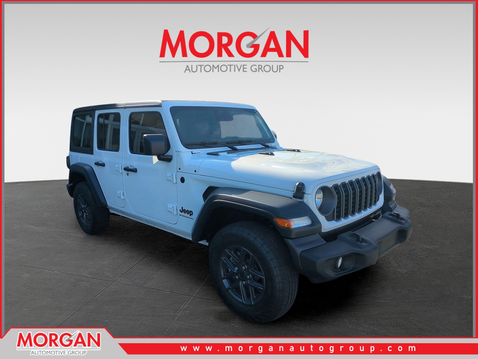 2026 Jeep Wrangler Sport S in White — front three-quarter view