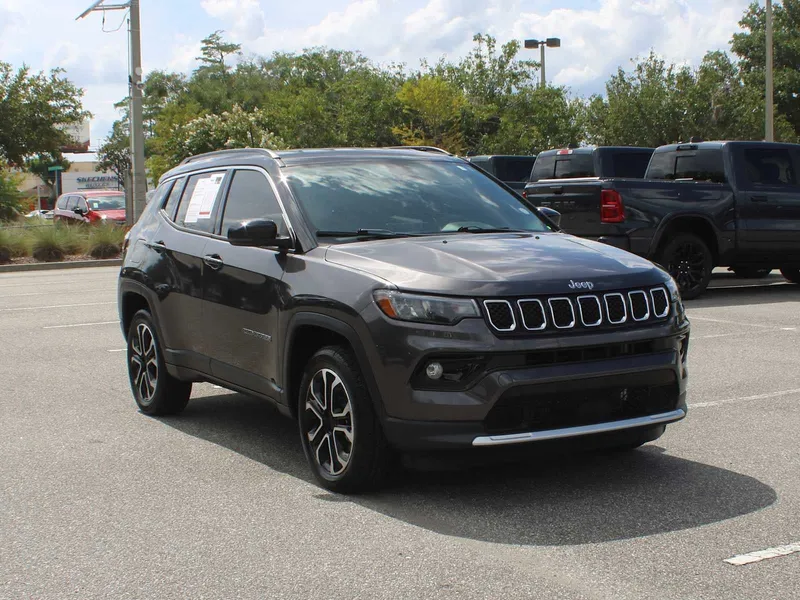 2023 Jeep Compass Limited in Granite Crystal Metallic Clearcoat — front three-quarter view