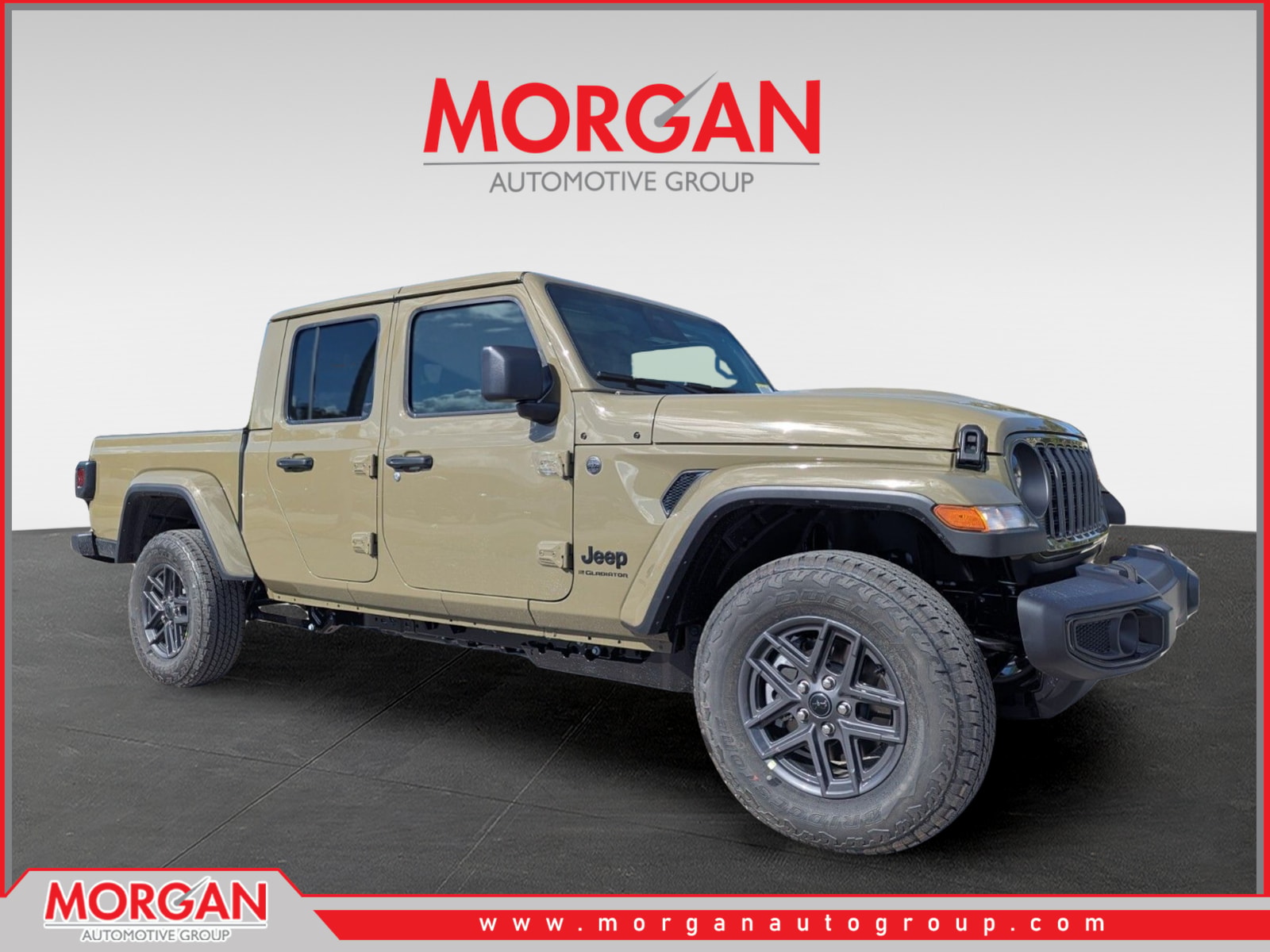 2026 Jeep Gladiator Sport S in Green — front three-quarter view