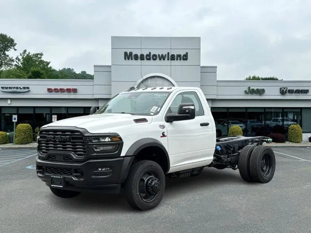 2026 RAM 5500 Chassis Cab Tradesman in Bright White Clear-Coat Exterior Paint — front three-quarter view