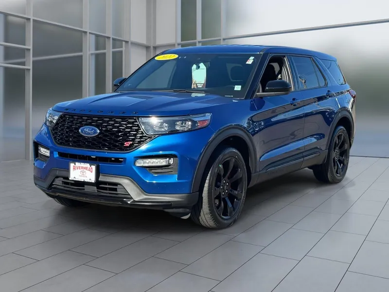 2022 Ford Explorer ST in Blue Metallic — front three-quarter view